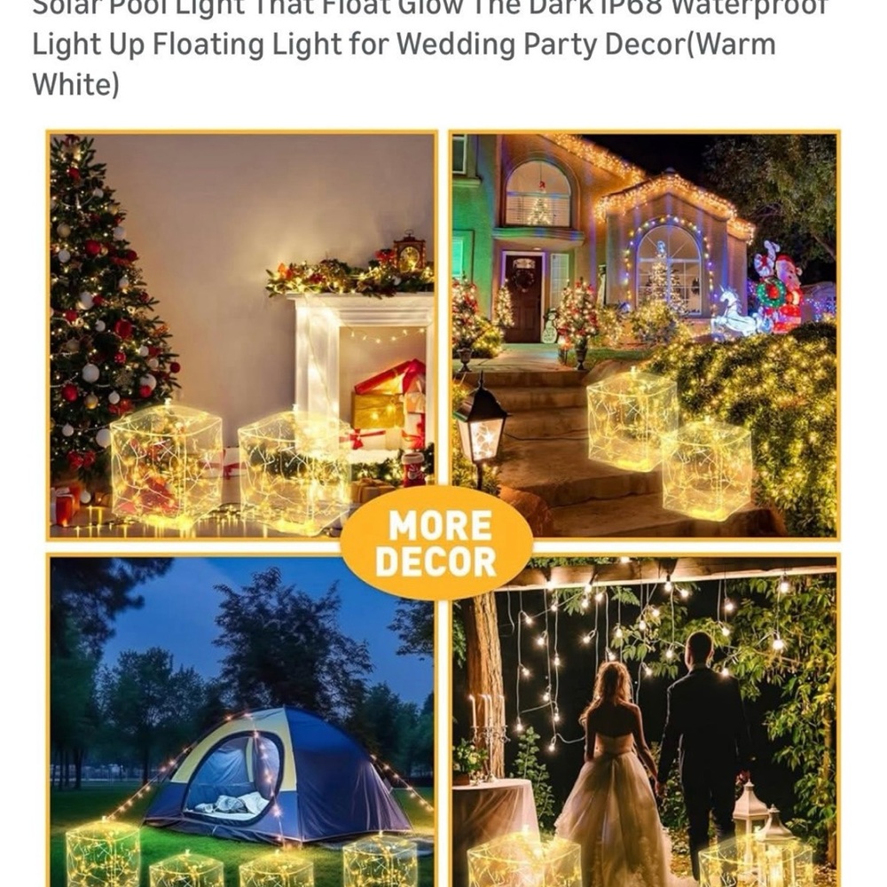 Solar Pool Lights inflatable warm light  can use for wedding Christmas party New